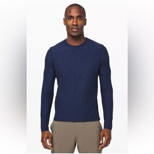 🍋Lululemon Surge Warm Long Sleeve Shirt Moroccan Blue Black Men's LARGE EUC